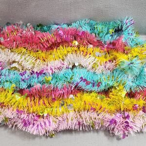 EASTER Chicks Eggs Tinsel Garland 9Ft (8cnt) 2ea Blue, Dk Pink, Lt Pink, Yellow